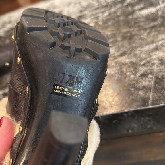 Michael Kors Black Leather and Shearling Heeled Clogs Size 7.5 - Picture 8 of 8